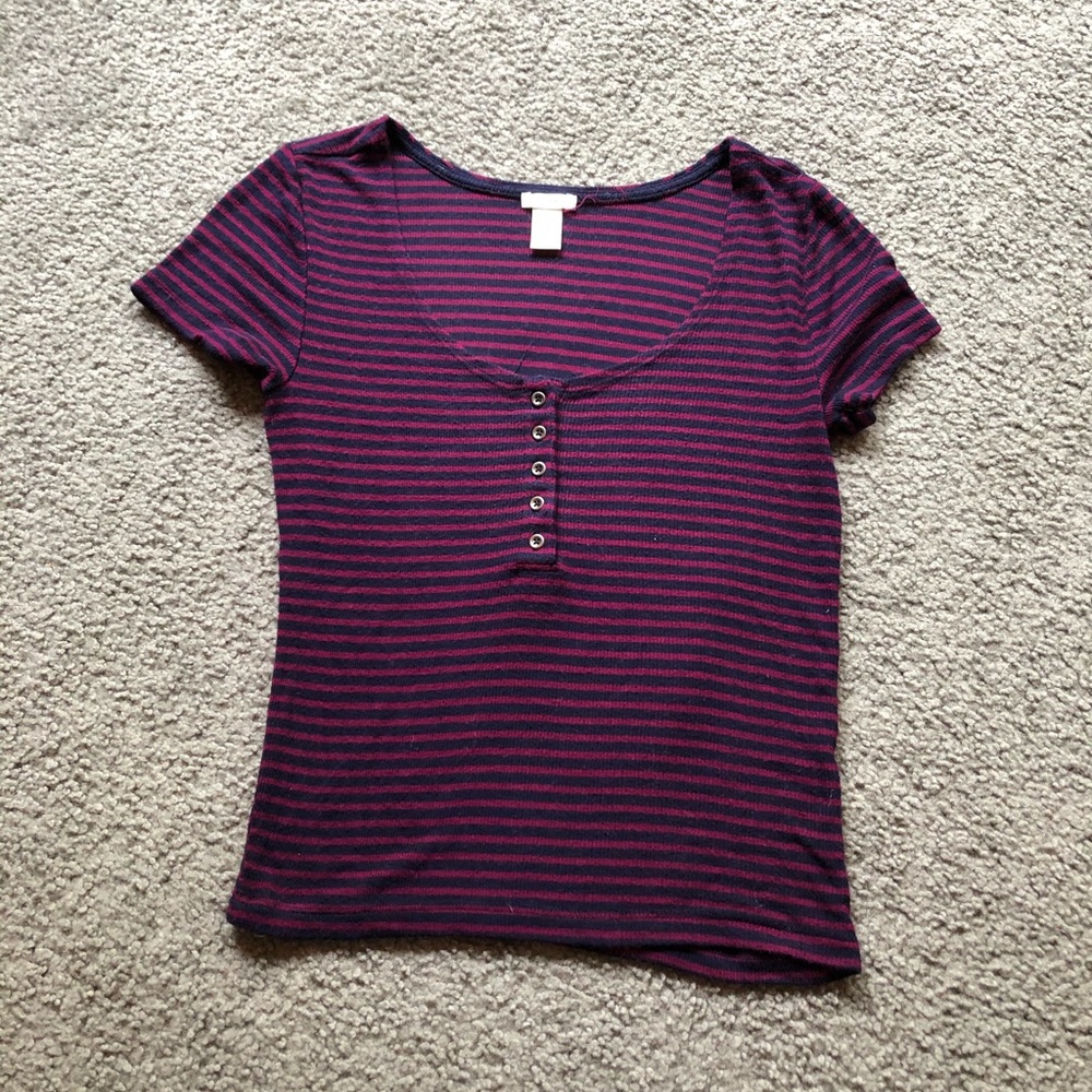 striped button up forever 21 top